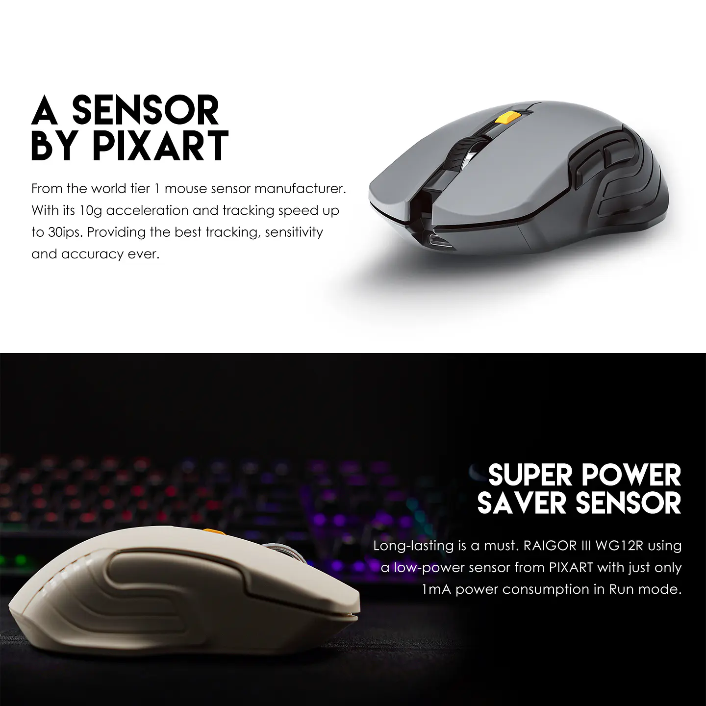 WG12R RAIGOR III Grey Mouse Inalámbrico 2.000 DPI 5