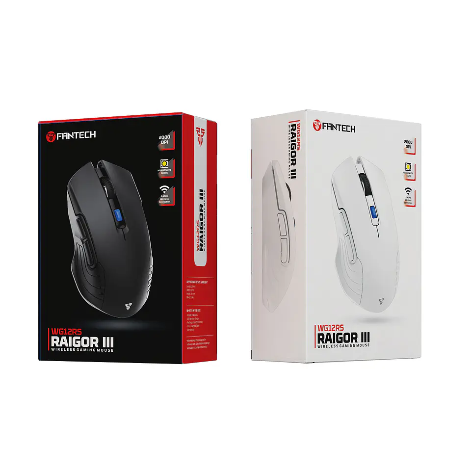 WG12Rs RAIGOR III Black Mouse Inalámbrico 2.000 DPI 5