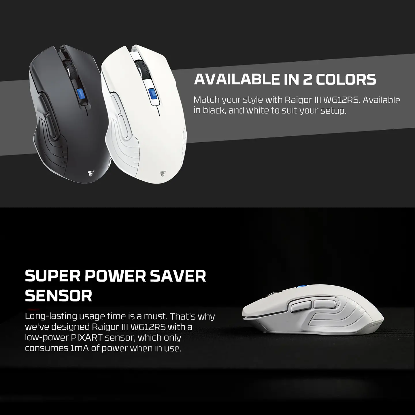 WG12Rs RAIGOR III Black Mouse Inalámbrico 2.000 DPI 12