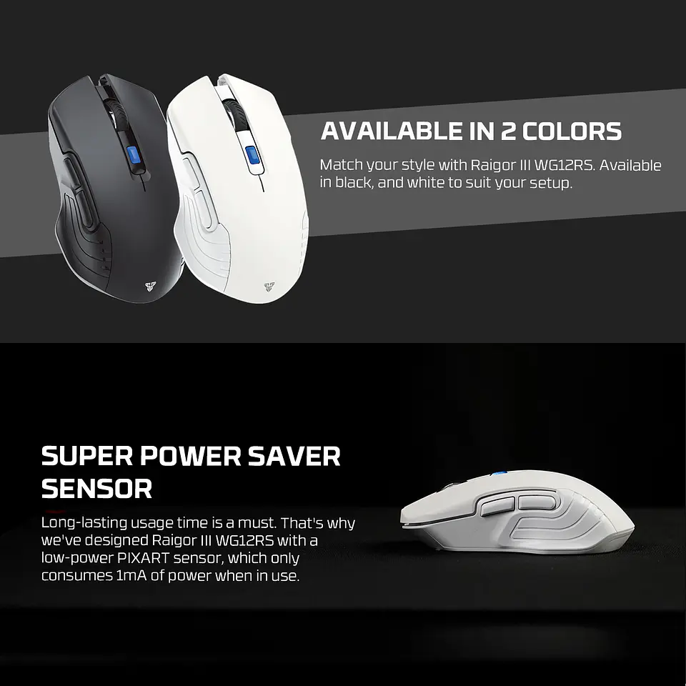 WG12Rs RAIGOR III Black Mouse Inalámbrico 2.000 DPI 12