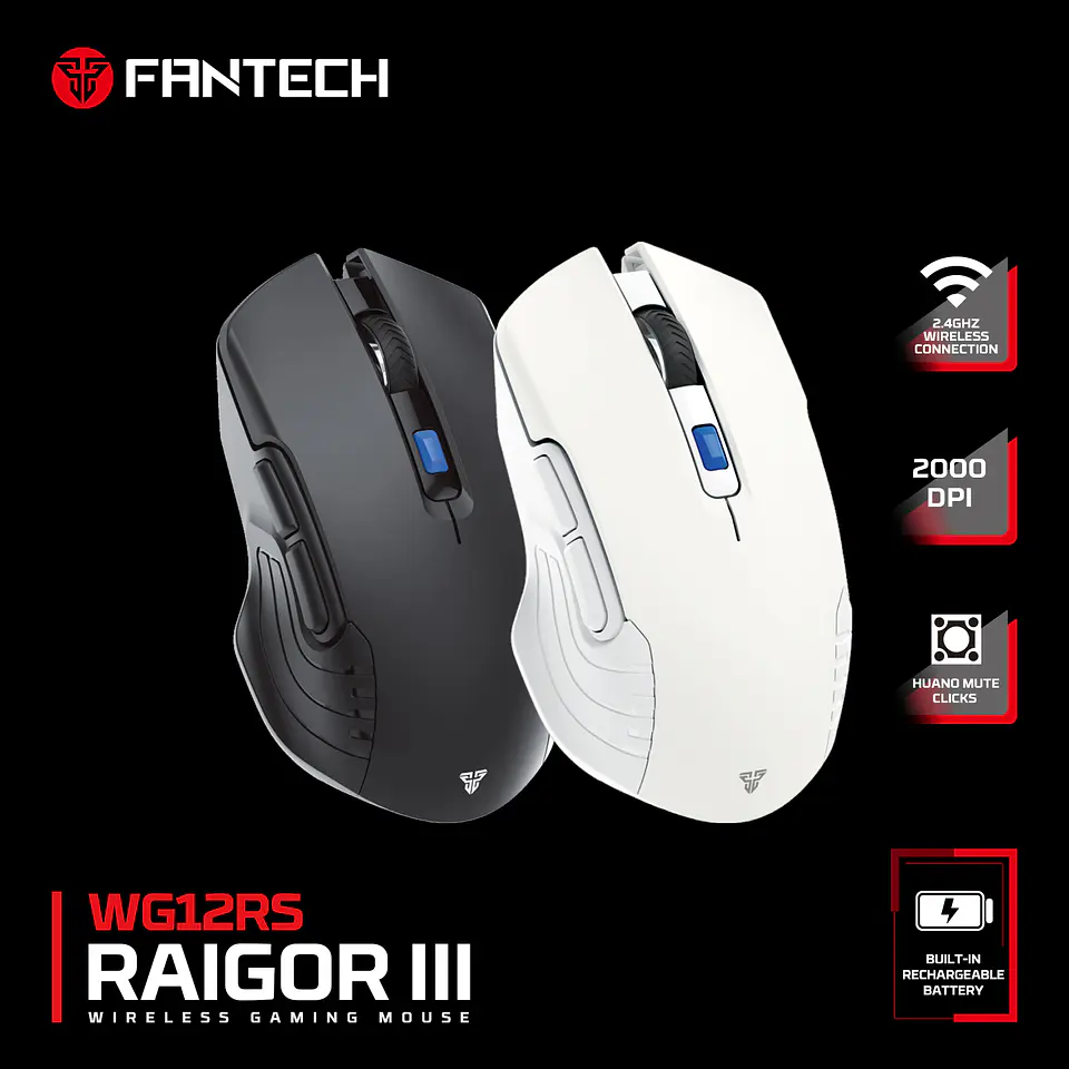 WG12Rs RAIGOR III Black Mouse Inalámbrico 2.000 DPI 16