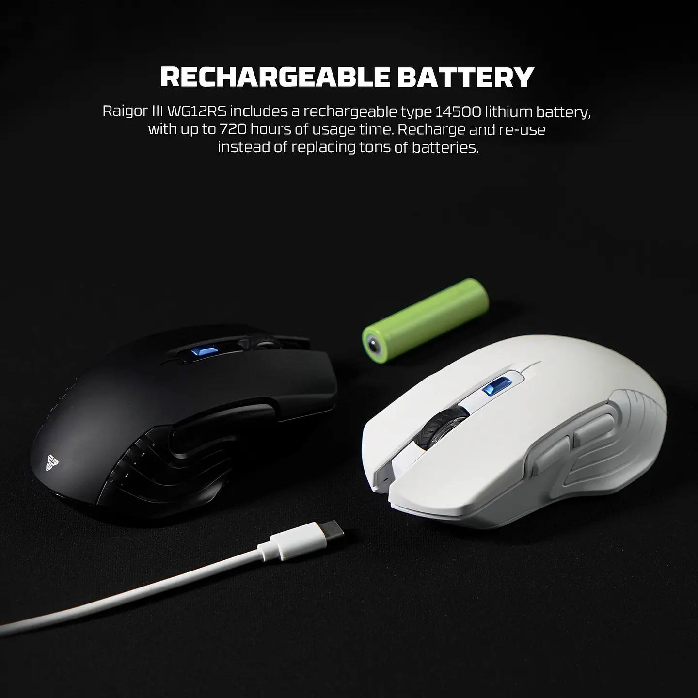 WG12Rs RAIGOR III White Mouse Inalámbrico 2.000 DPI 5