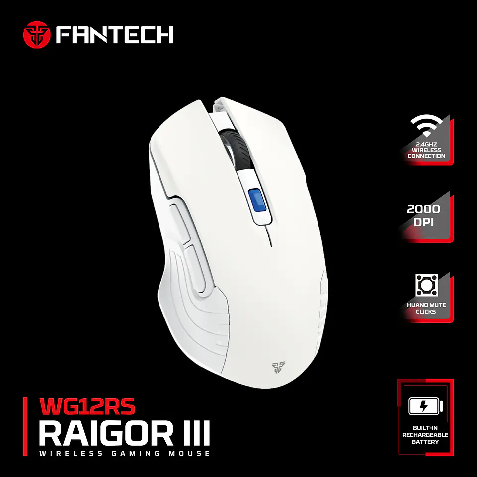 WG12Rs RAIGOR III White Mouse Inalámbrico 2.000 DPI 16