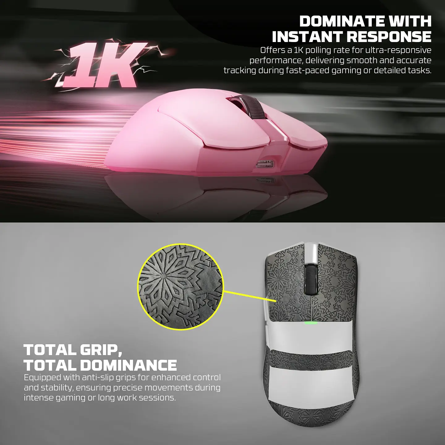 WG13E TANTO E Black Gaming Mouse Inalámbrico 12.000 DPI con dock de carga RGB 22