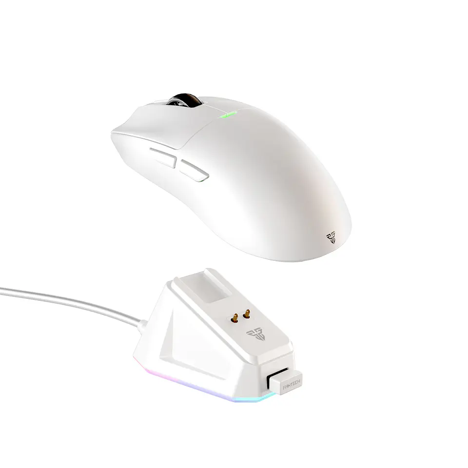WG13E TANTO E White Gaming Mouse Inalámbrico 12.000 DPI con dock de carga RGB 1