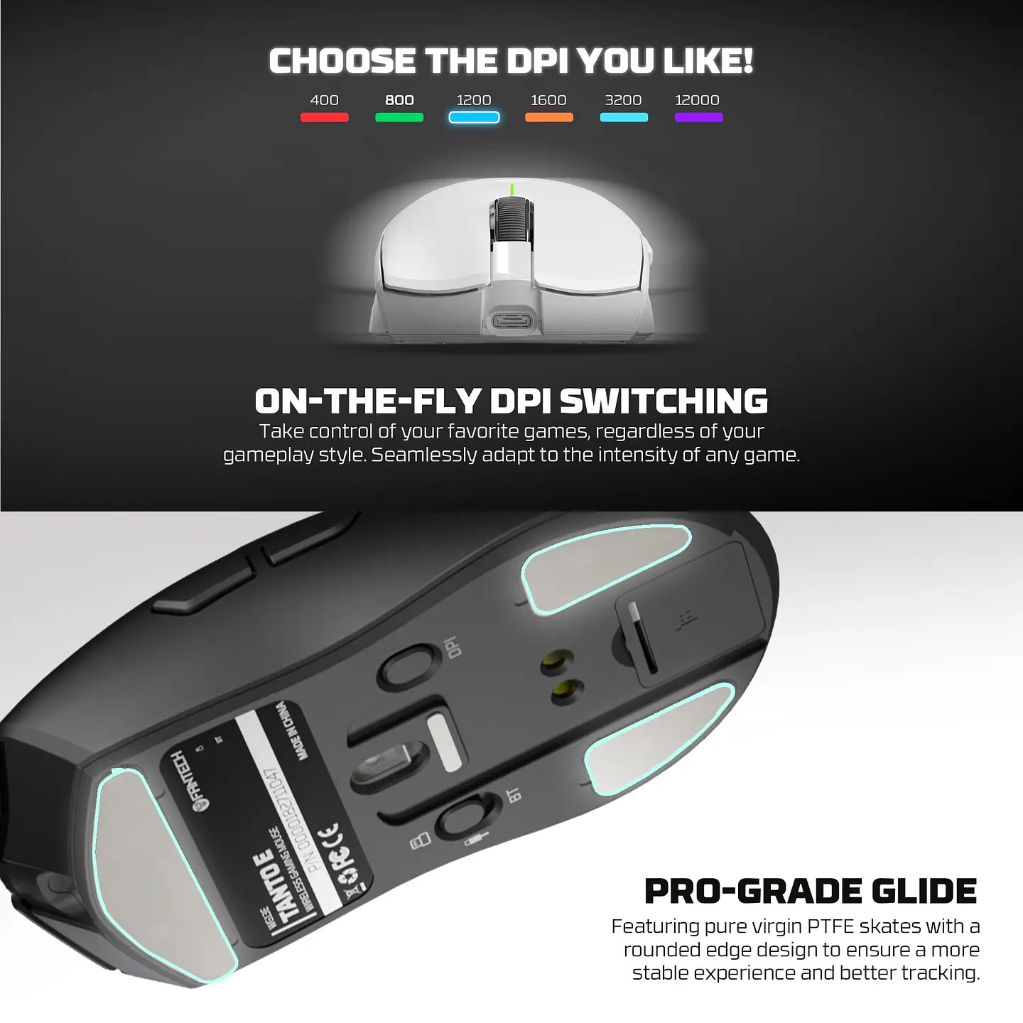 WG13E TANTO E Pink Gaming Mouse Inalámbrico 12.000 DPI con dock de carga RGB 21