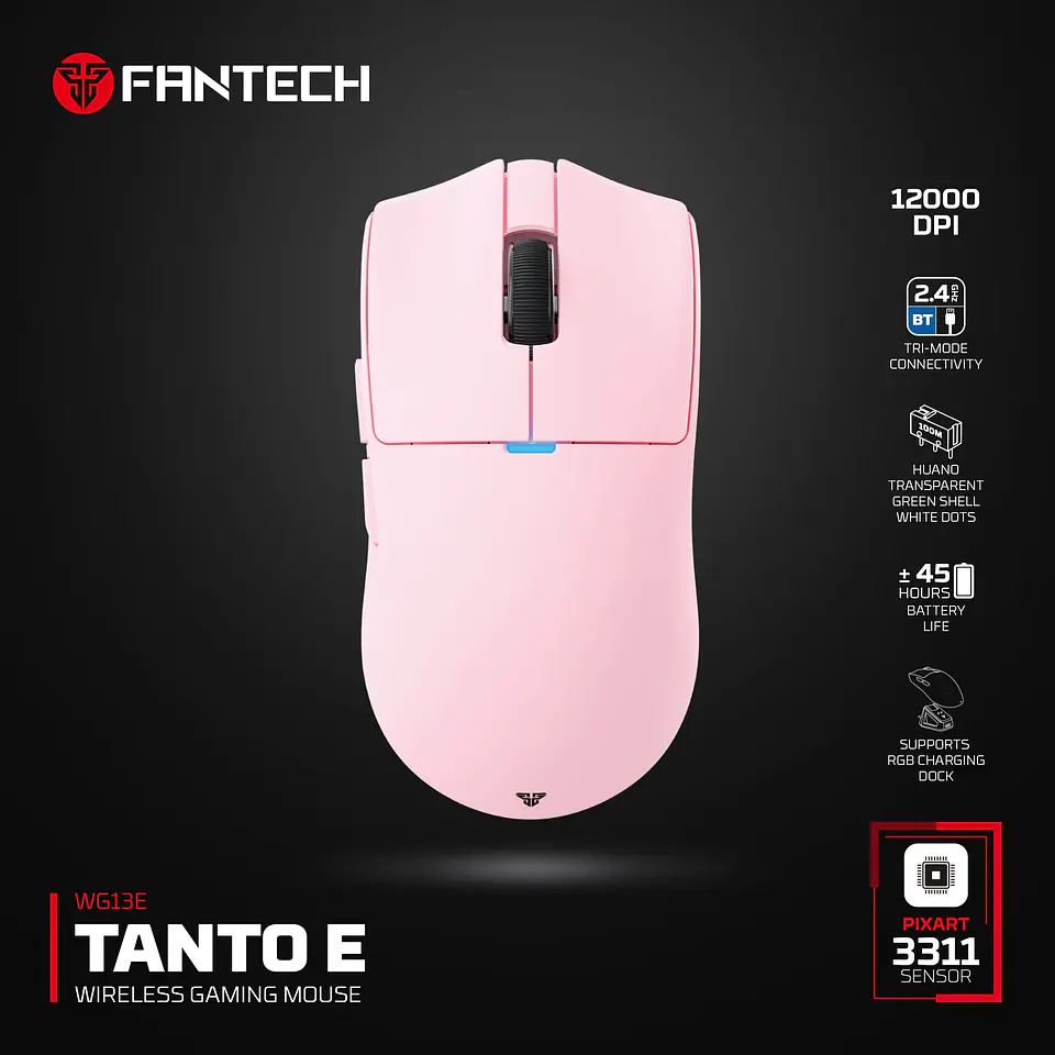 WG13E TANTO E Pink Gaming Mouse Inalámbrico 12.000 DPI con dock de carga RGB 29