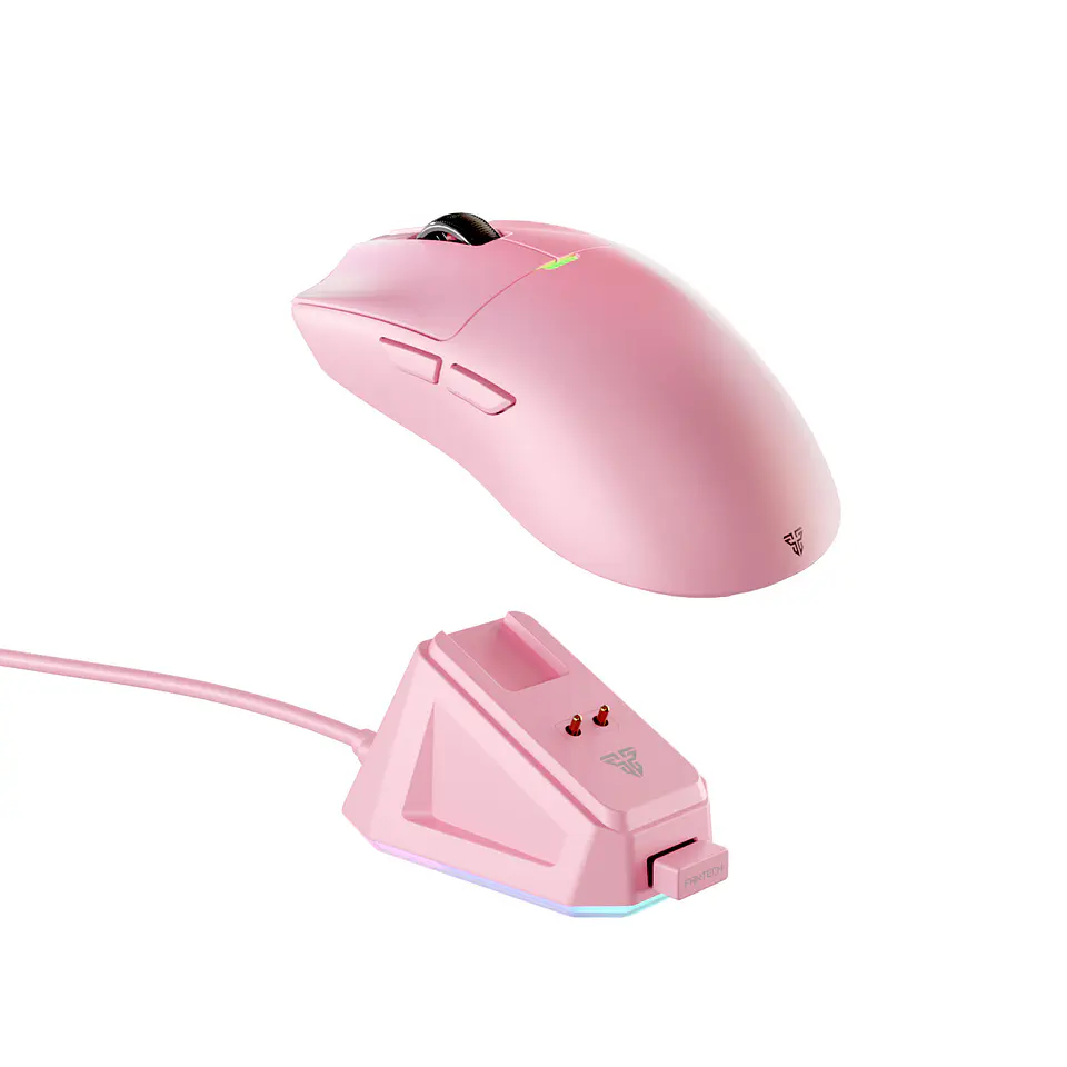 WG13E TANTO E Pink Gaming Mouse Inalámbrico 12.000 DPI con dock de carga RGB 1