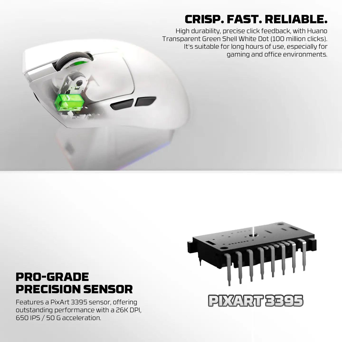 WG13 TANTO White Pro Gaming Mouse Inalámbrico 26.000 DPI con dock de carga RGB 14