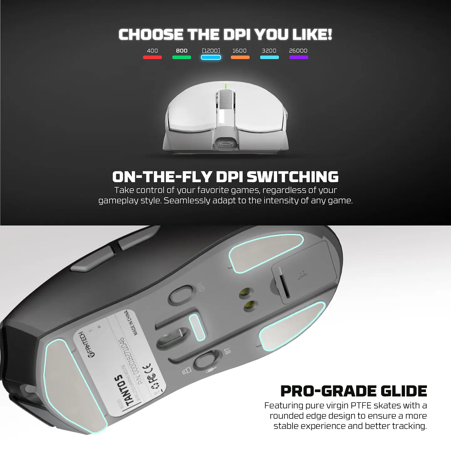 WG13s TANTO S White Ultimate Gaming Mouse Inalámbrico 26.000 DPI y 8.000 Hz con dock de carga RGB 14