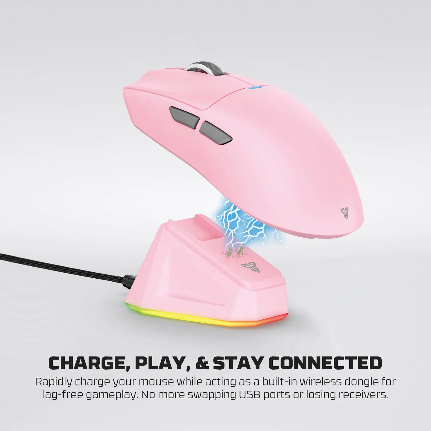 WG13s TANTO S Pink Ultimate Gaming Mouse Inalámbrico 26.000 DPI y 8.000 Hz con dock de carga RGB 13