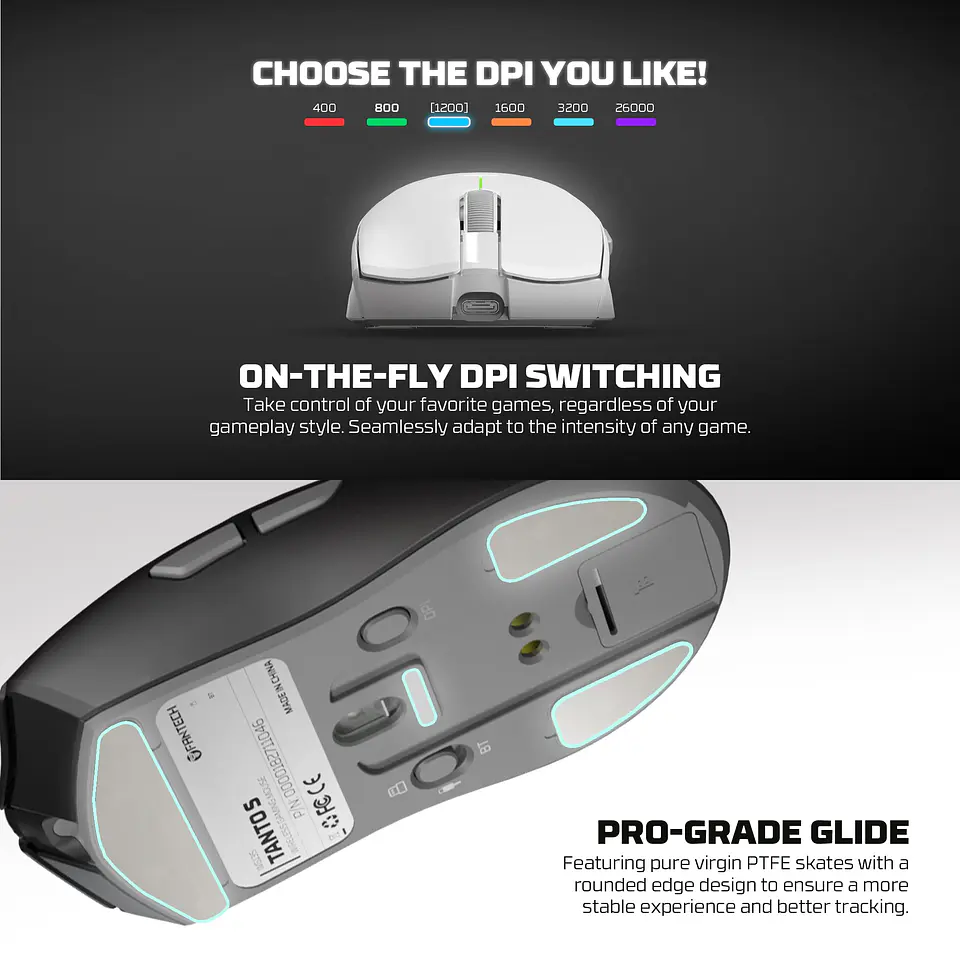 WG13s TANTO S Pink Ultimate Gaming Mouse Inalámbrico 26.000 DPI y 8.000 Hz con dock de carga RGB 14