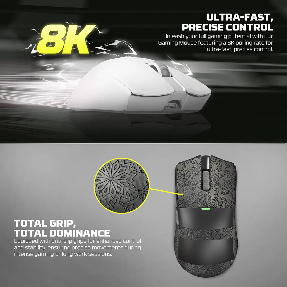 WG13s TANTO S Pink Ultimate Gaming Mouse Inalámbrico 26.000 DPI y 8.000 Hz con dock de carga RGB 15