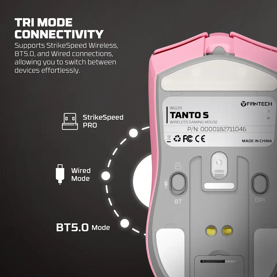 WG13s TANTO S Pink Ultimate Gaming Mouse Inalámbrico 26.000 DPI y 8.000 Hz con dock de carga RGB 18