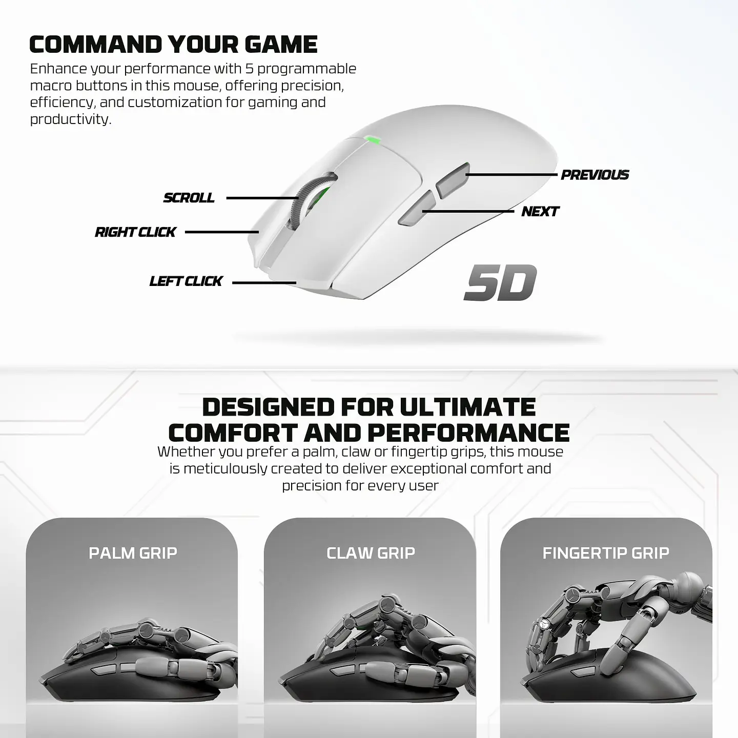 WG13s TANTO S Pink Ultimate Gaming Mouse Inalámbrico 26.000 DPI y 8.000 Hz con dock de carga RGB 25