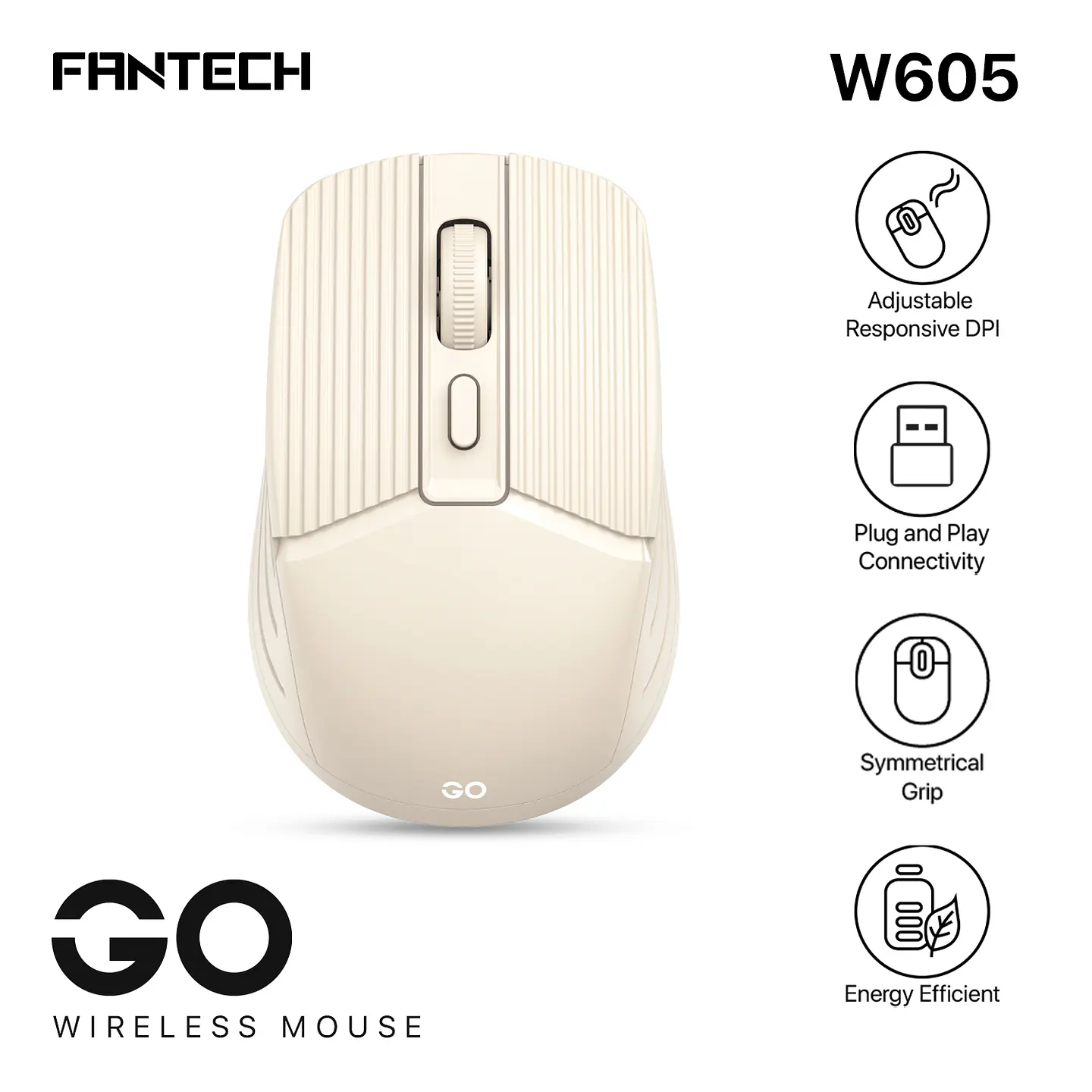 W605 GO White Mouse Inalámbrico Oficina 1.600 DPI 9