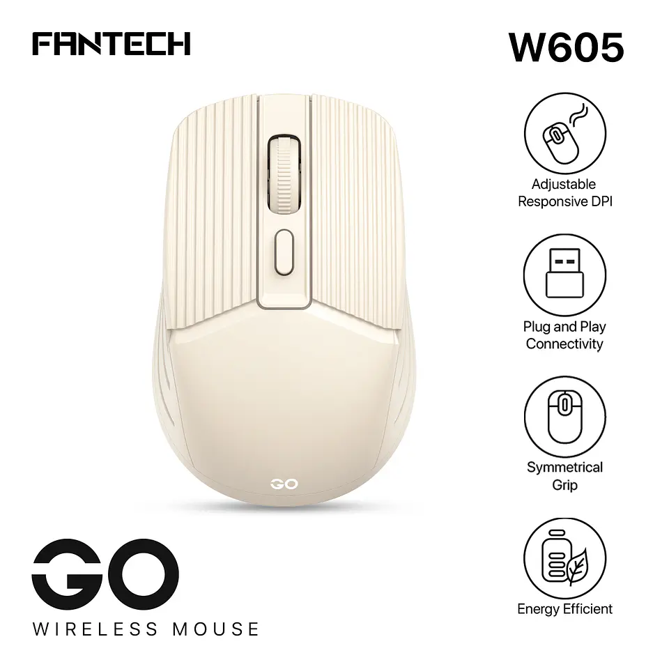 W605 GO White Mouse Inalámbrico Oficina 1.600 DPI 9