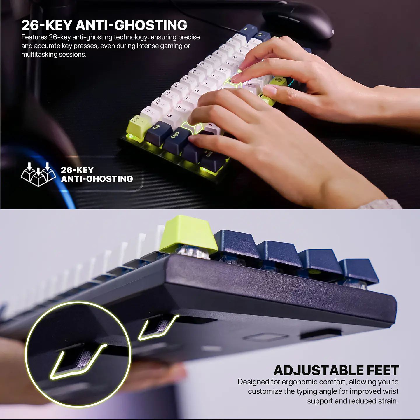 MK874V2 ATOM63 Mori Blue Teclado Mecánico 60% Hot-Swappable Layout USA 15