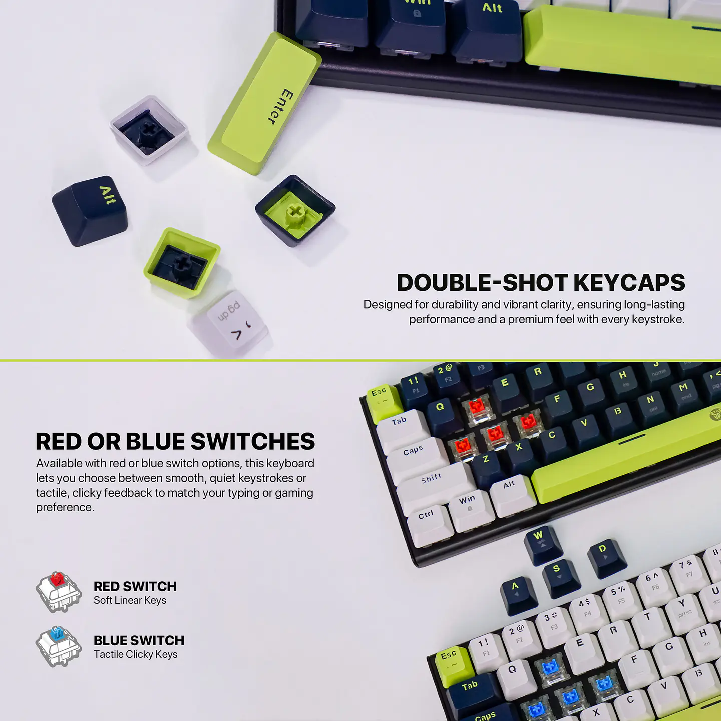 MK874V2 ATOM63 Mori Blue Teclado Mecánico 60% Hot-Swappable Layout USA 22
