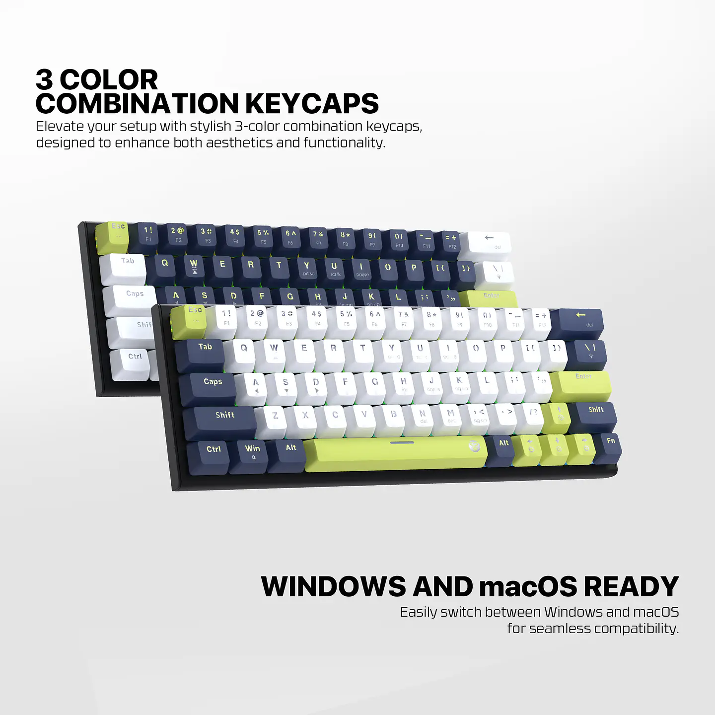 MK874V2 ATOM63 Mori White Teclado Mecánico 60% Hot-Swappable Layout USA 15