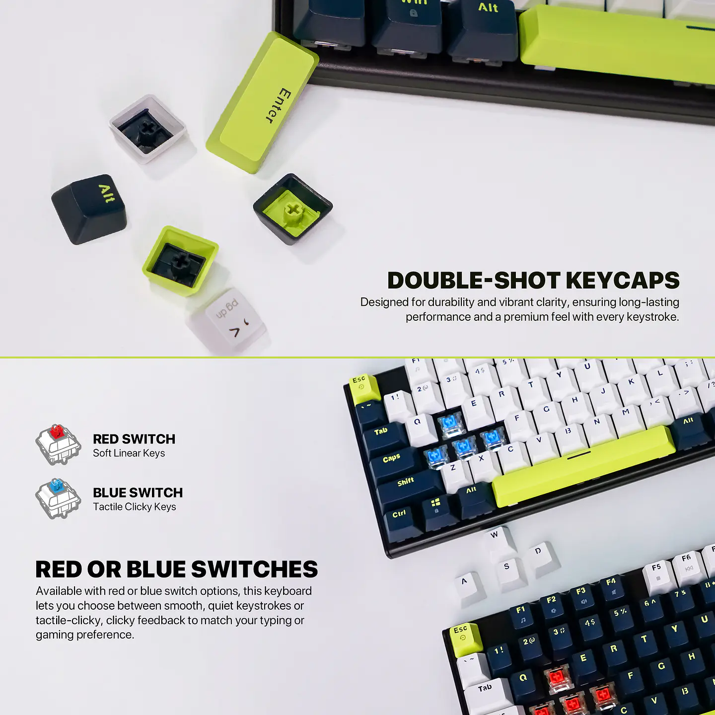 MK877s ATOM87s Mori White Teclado mecánico 80% Hot-Swappable Layout USA 17