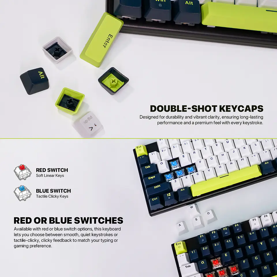 MK877s ATOM87s Mori White Teclado mecánico 80% Hot-Swappable Layout USA 17