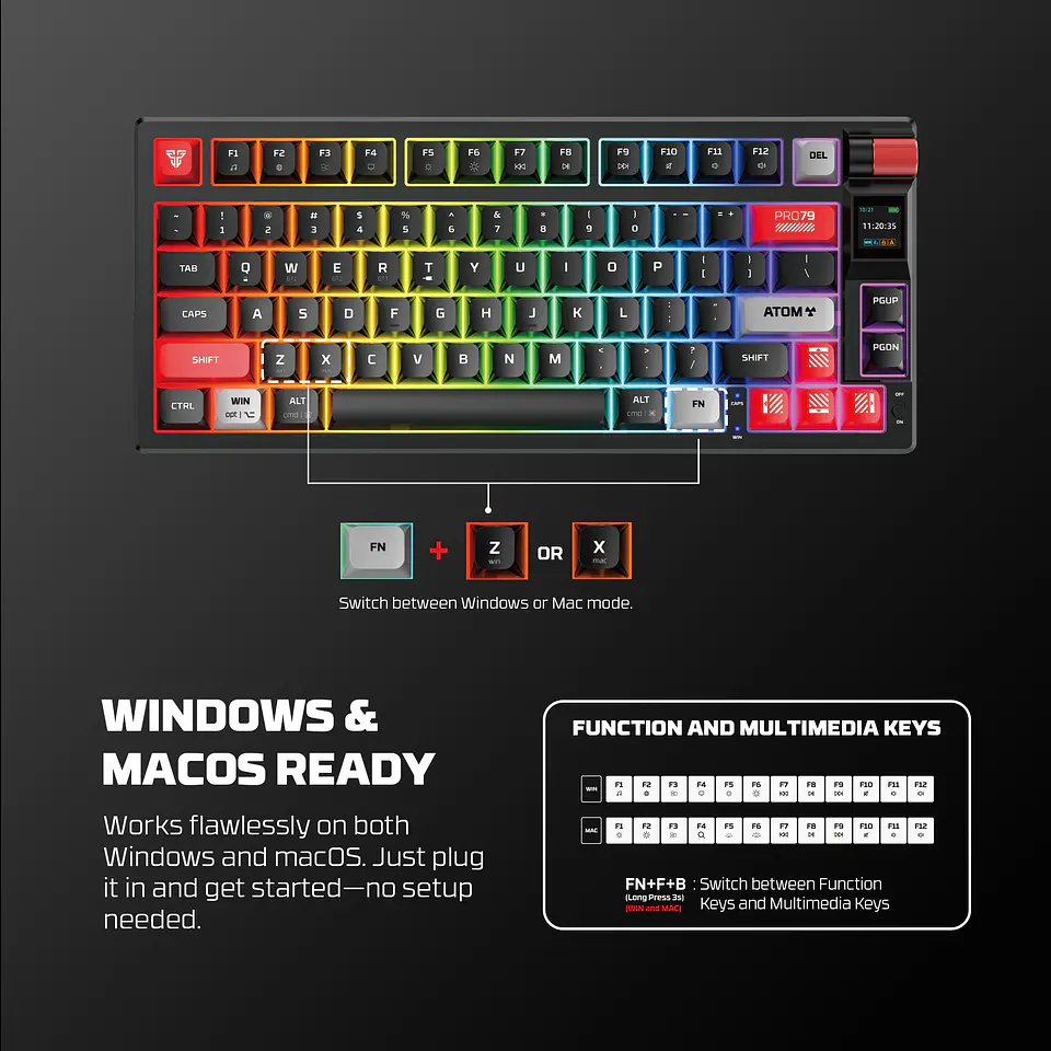 MK917 ATOM PRO79 White Teclado Mecánico Inalámbrico con Pantalla 6