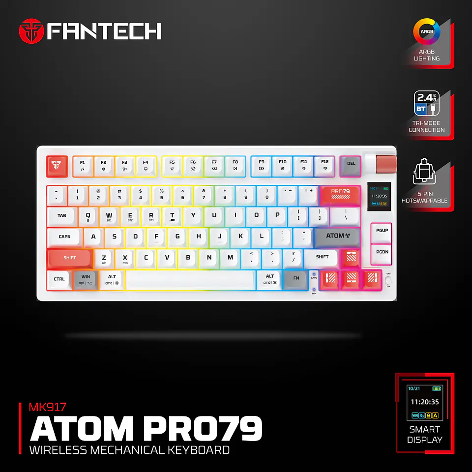 MK917 ATOM PRO79 White Teclado Mecánico Inalámbrico con Pantalla 18