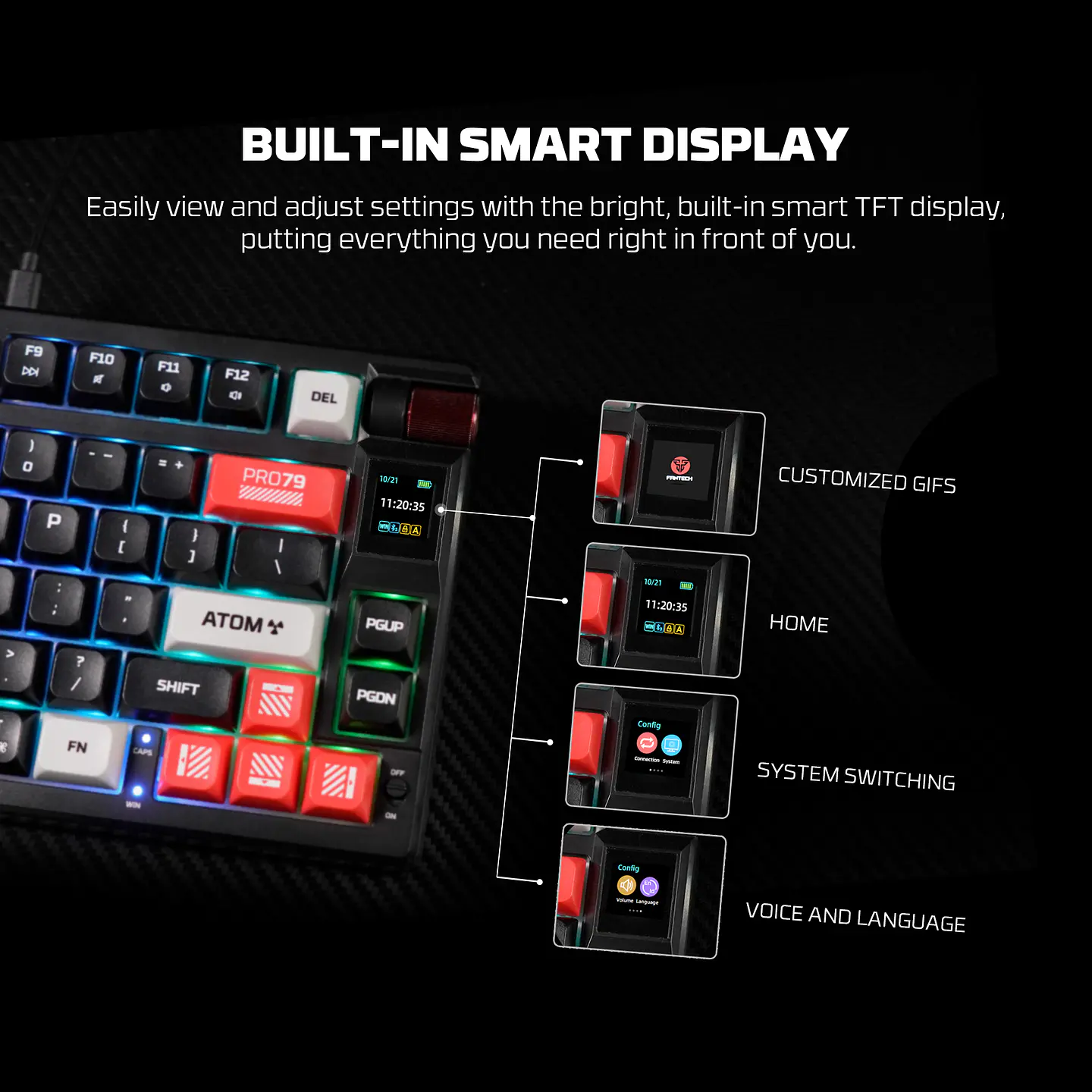 MK917 ATOM PRO79 White Teclado Mecánico Inalámbrico con Pantalla 14
