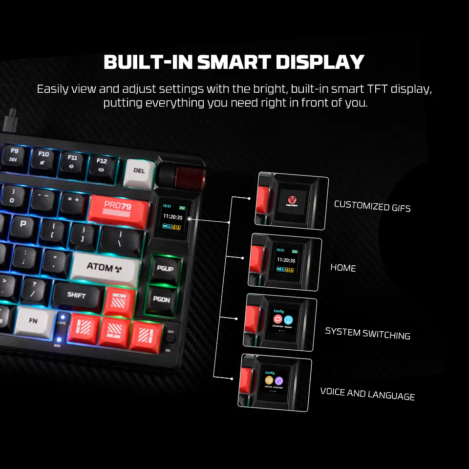 MK917 ATOM PRO79 White Teclado Mecánico Inalámbrico con Pantalla 14