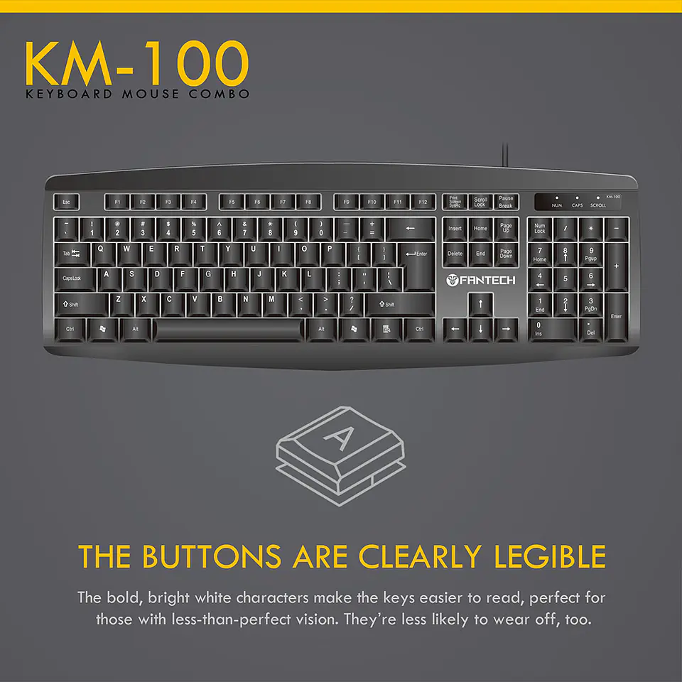 KM100 Black Kit Oficina Teclado y Mouse 7