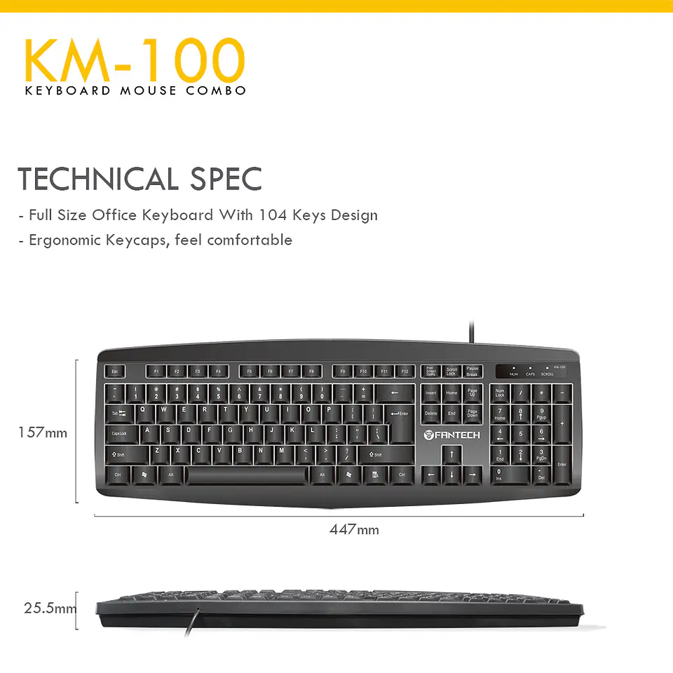KM100 Black Kit Oficina Teclado y Mouse 10