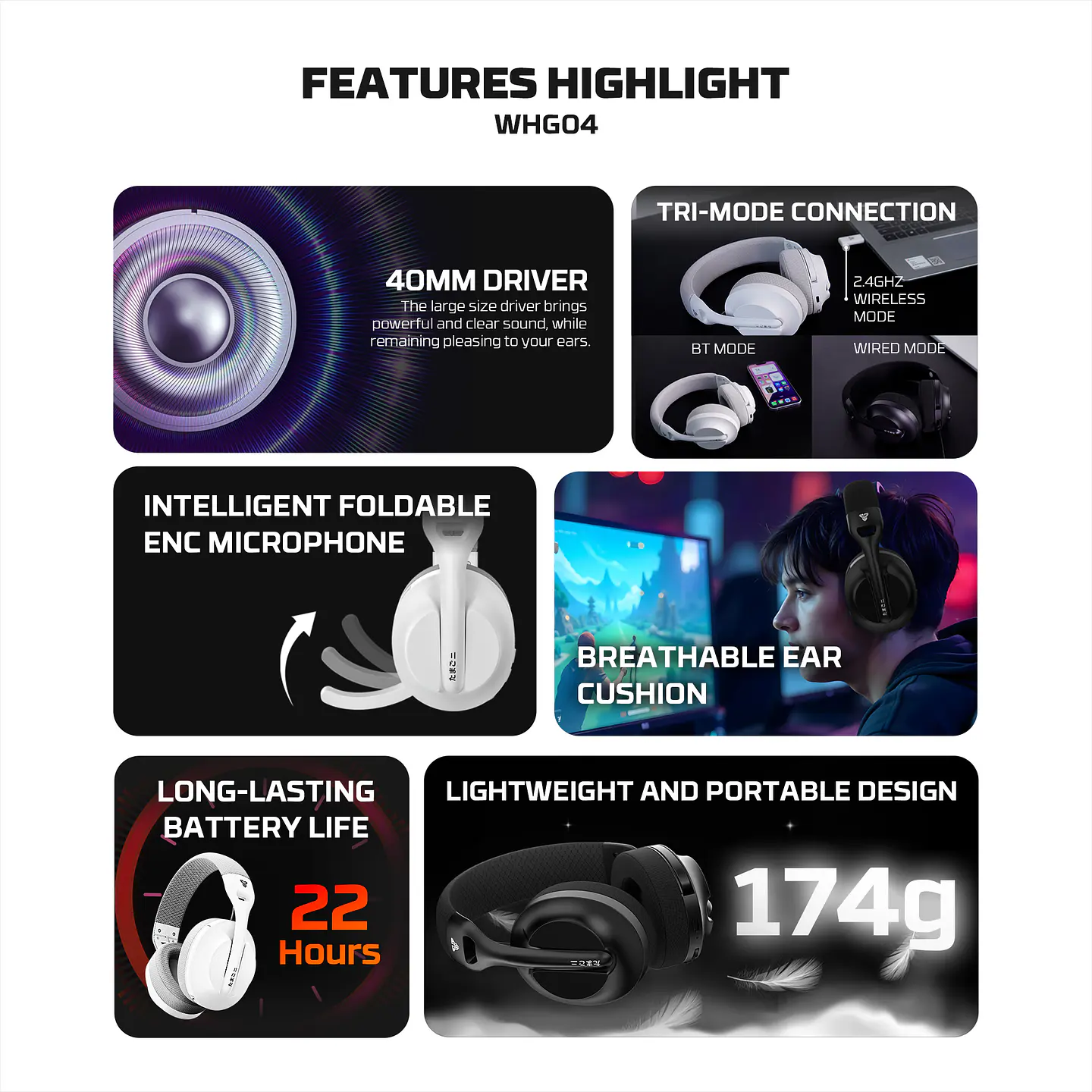 WHG04 TAMAGO II White Audífonos Inalámbricos Multiplataforma 5