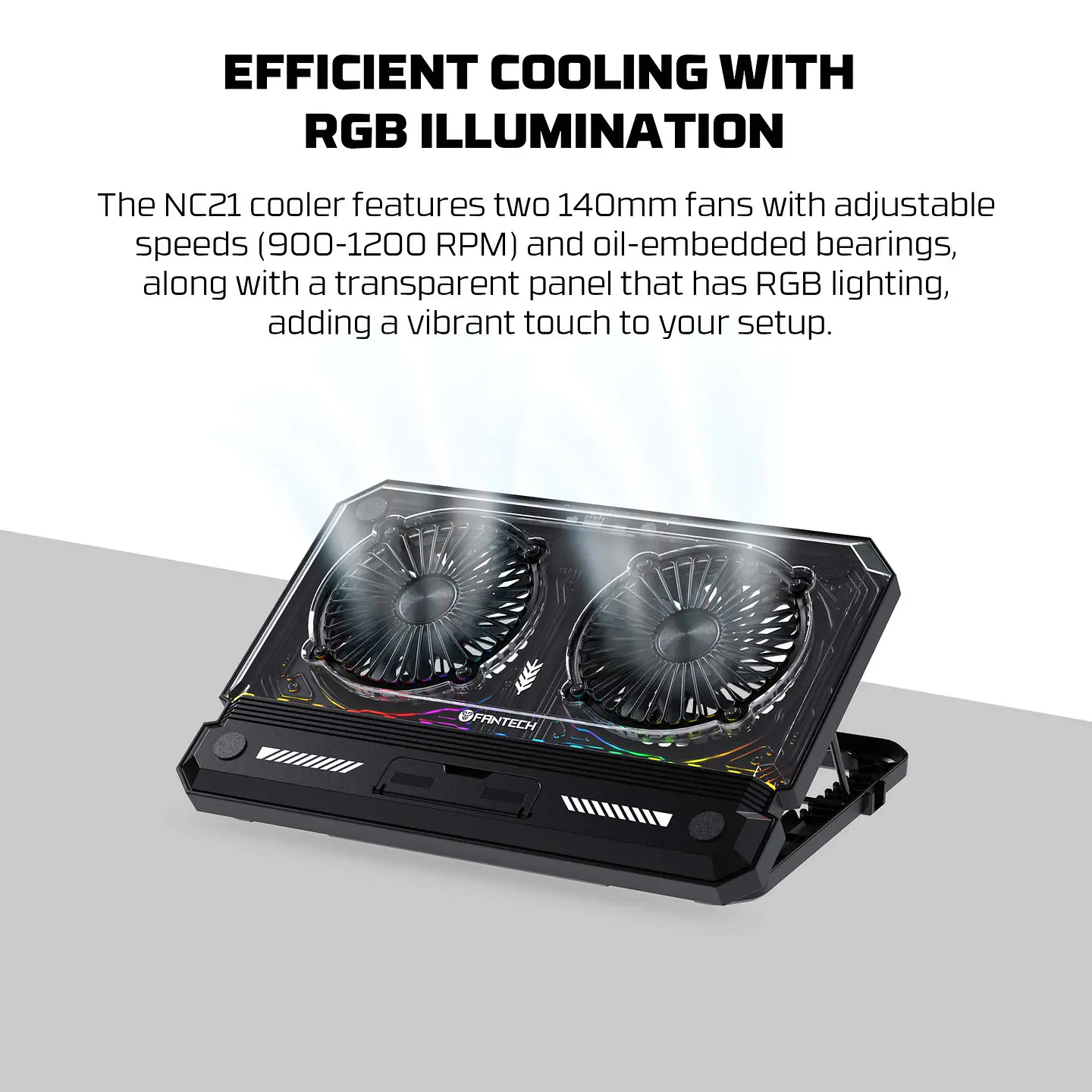 NC21 Black Base de Notebook con Ventilación RGB y soporte de teléfono 8