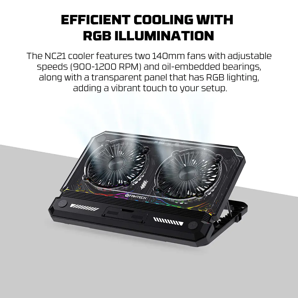 NC21 Black Base de Notebook con Ventilación RGB y soporte de teléfono 8