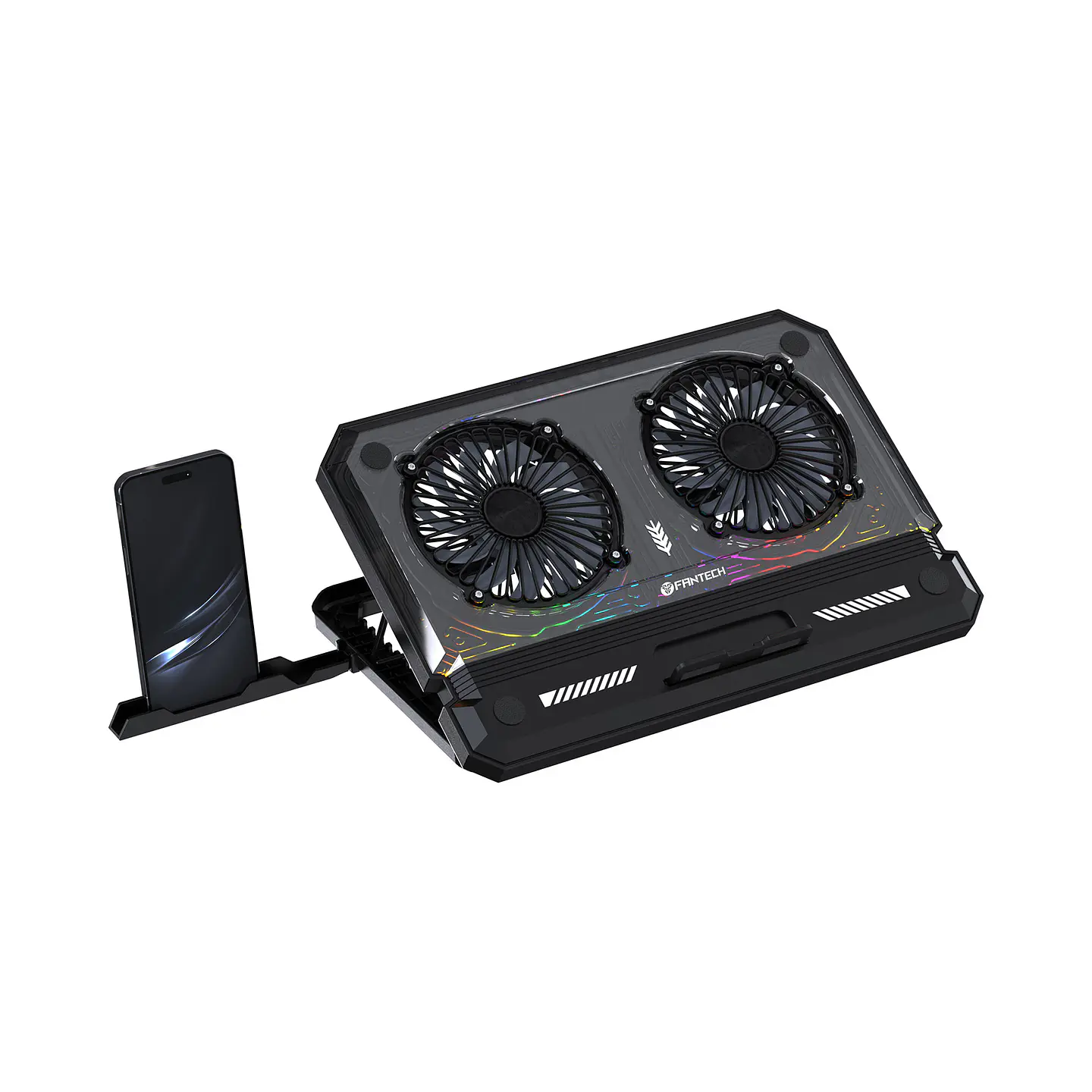 NC21 Black Base de Notebook con Ventilación RGB y soporte de teléfono 2