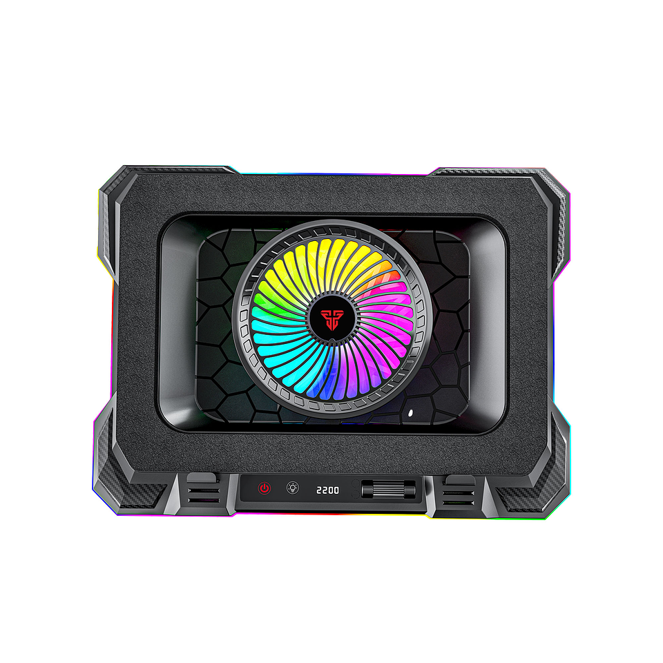 NC22 Black Base de Notebook con Ventilación RGB y Soporte de Teléfono 3