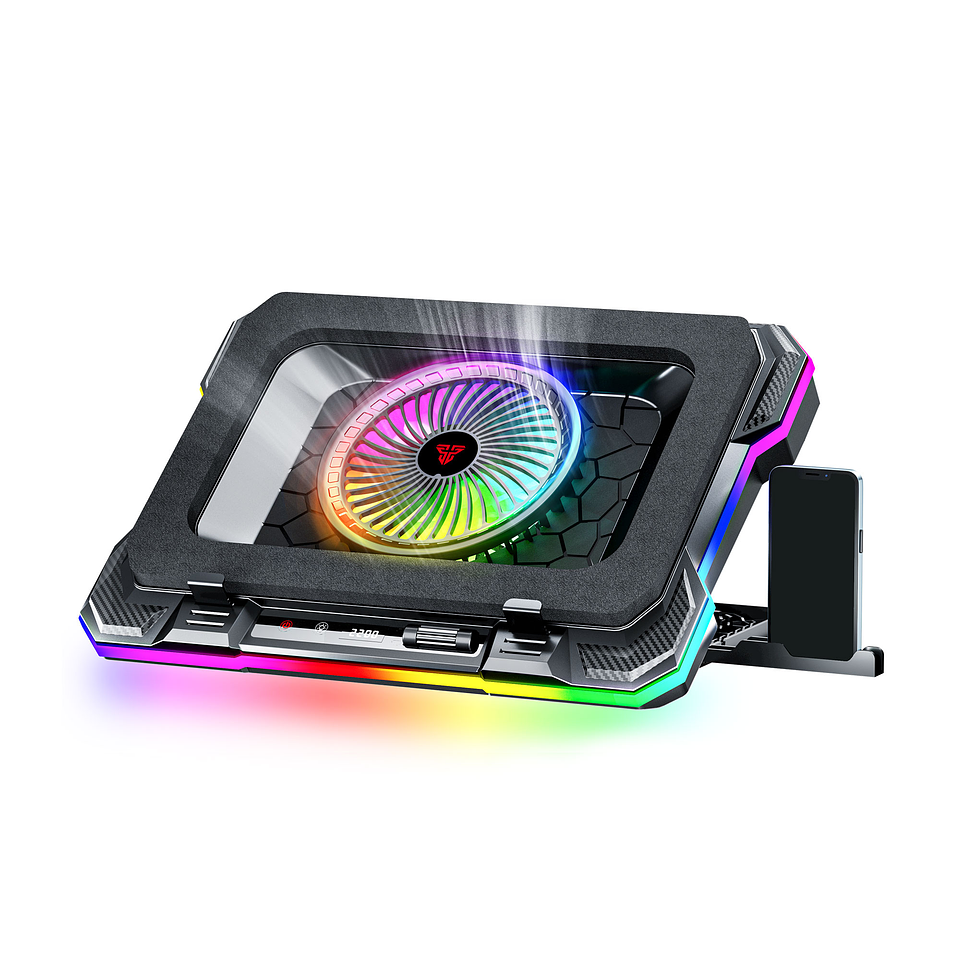 NC22 Black Base de Notebook con Ventilación RGB y Soporte de Teléfono 8