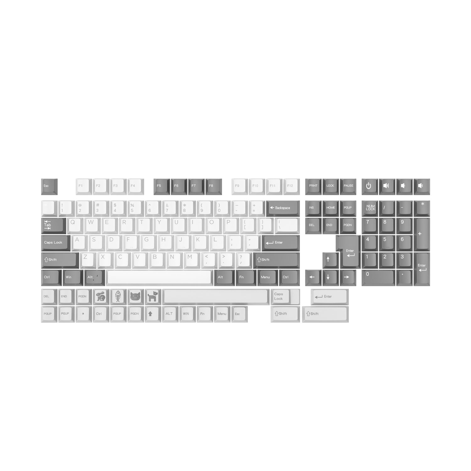 ACK01 VIBE Epic Grey Scale Keycaps Set