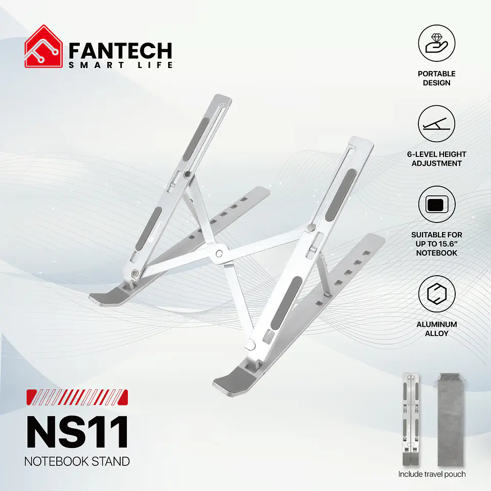NS11 Silver Soporte de Notebook con Elevación 13