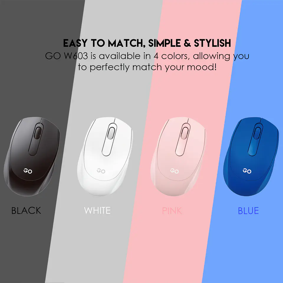 W603 GO Black Mouse inalámbrico de oficina 1.600 DPI 4
