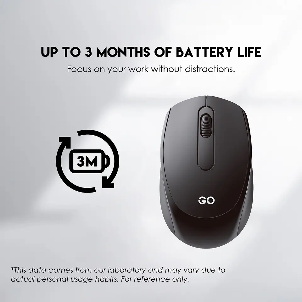 W603 GO Black Mouse inalámbrico de oficina 1.600 DPI 5