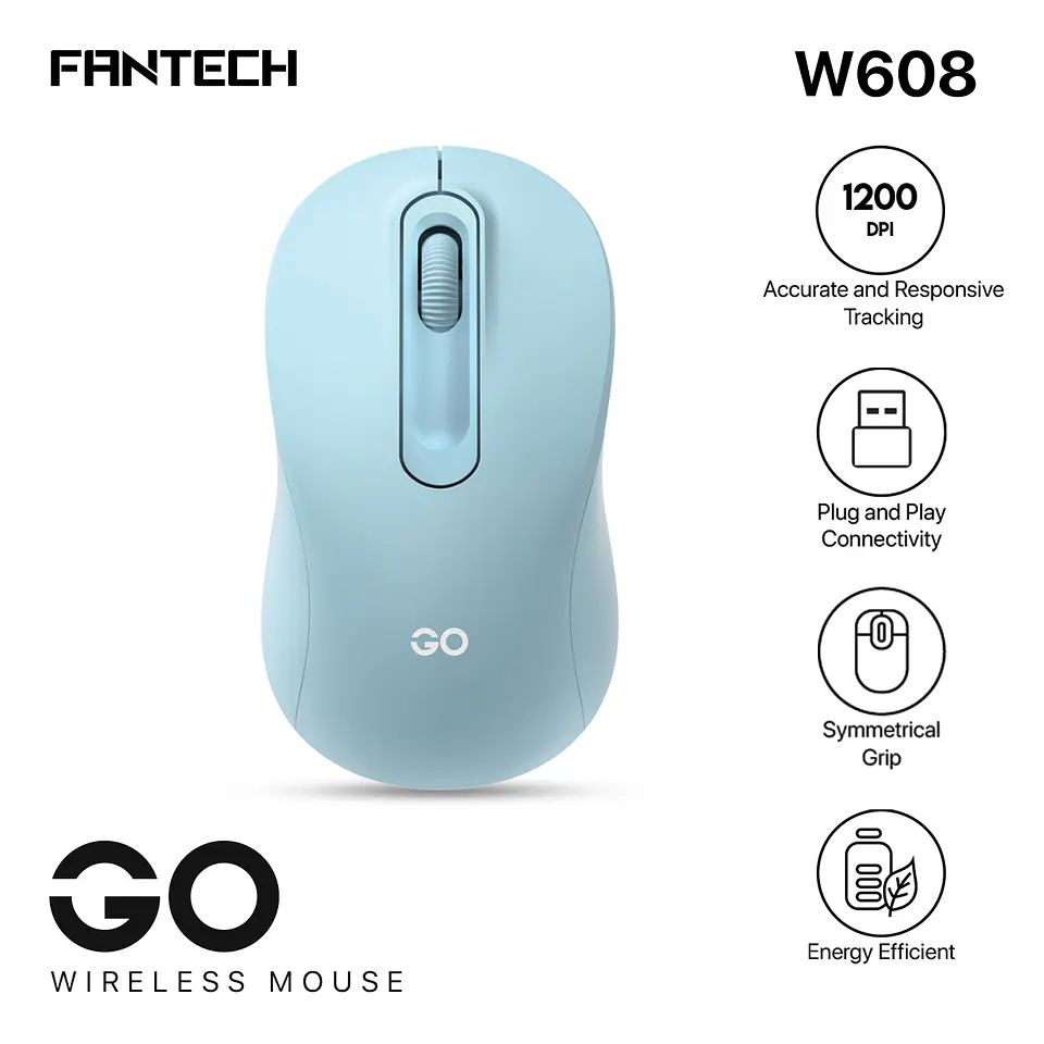 W608 GO Blue Mouse Inalámbrico con Receptor USB de Oficina 1.200 DPI 9
