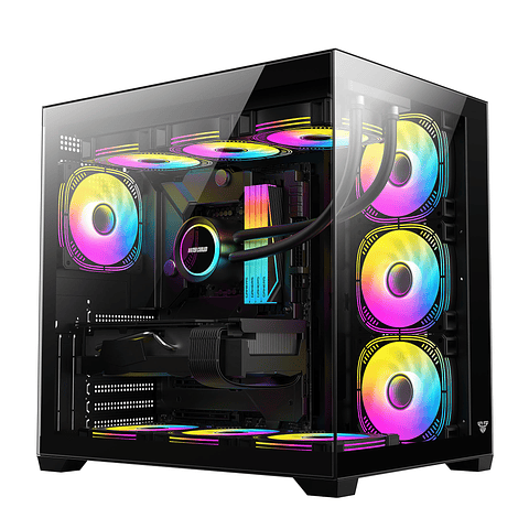 CG85 LUMINA Black Gabinete Pecera con 6 Ventiladores aRGB