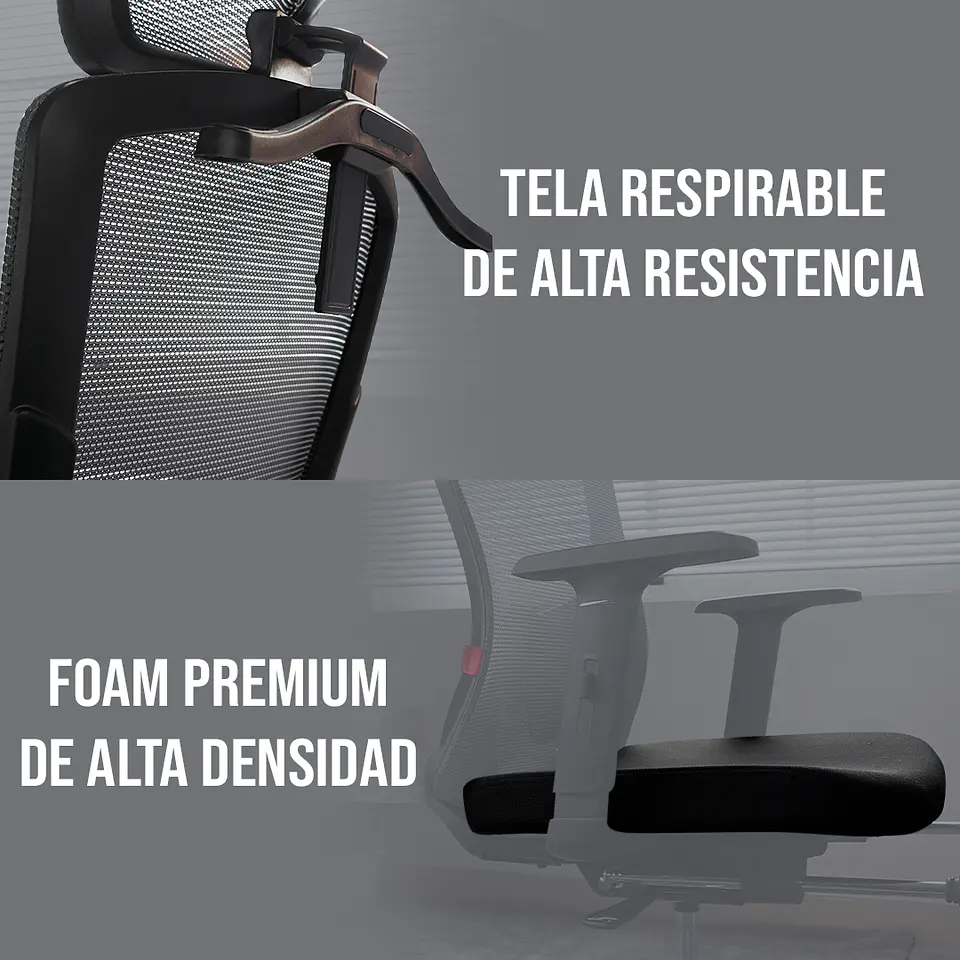 OCA259s Grey Silla ergonómica Oficina de Malla con Reposapiés 13