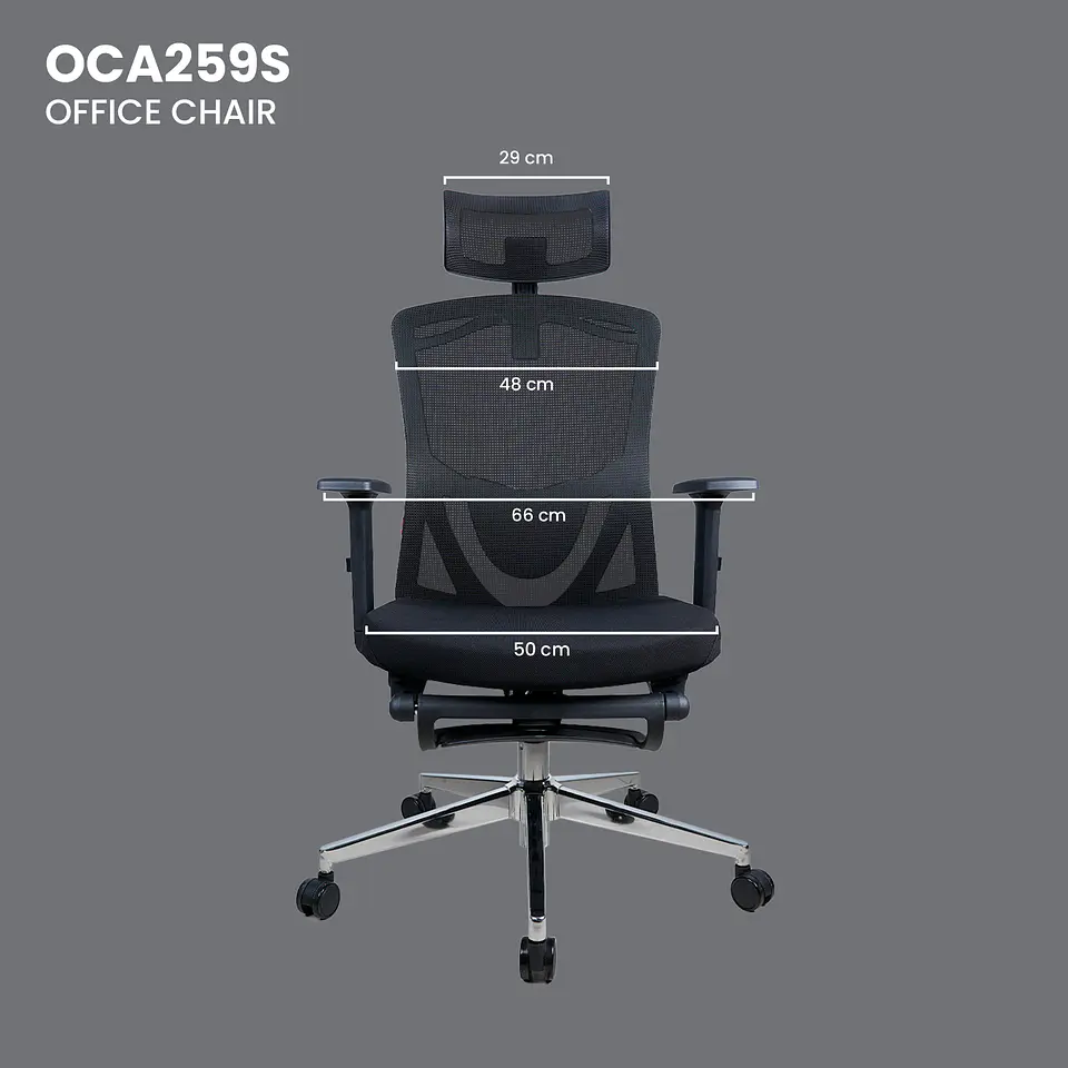 OCA259s Grey Silla ergonómica Oficina de Malla con Reposapiés 21
