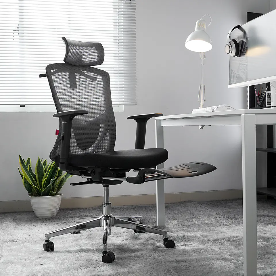 OCA259s Grey Silla ergonómica Oficina de Malla con Reposapiés 11