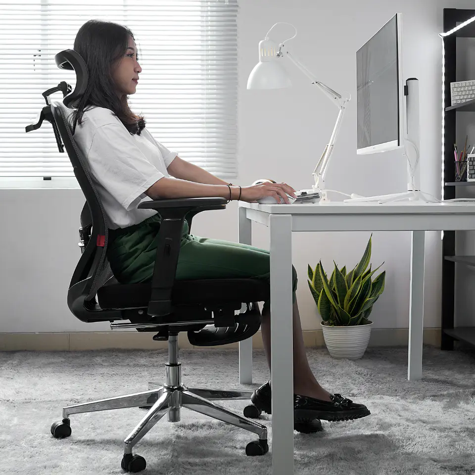 OCA259s Grey Silla ergonómica Oficina de Malla con Reposapiés 25