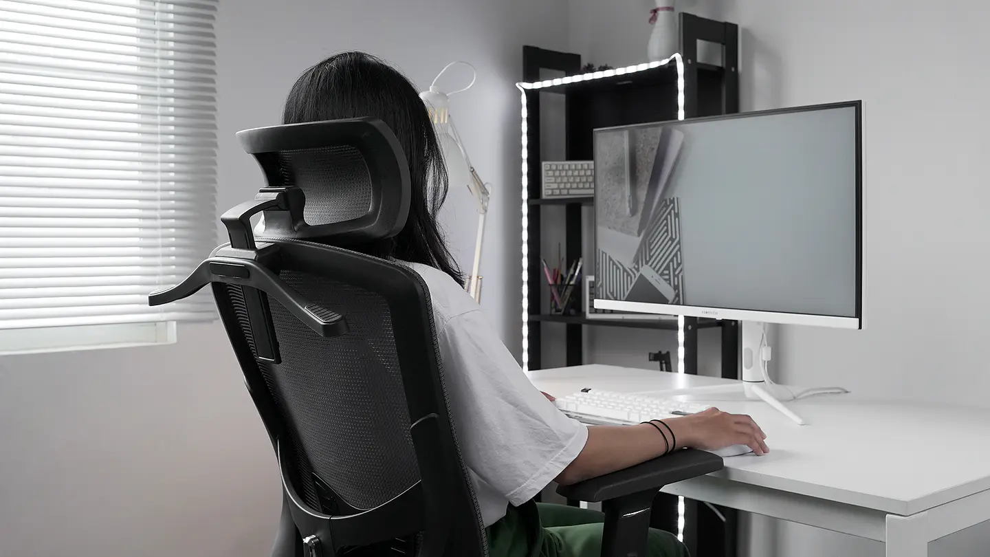 OCA259s Grey Silla ergonómica Oficina de Malla con Reposapiés 26