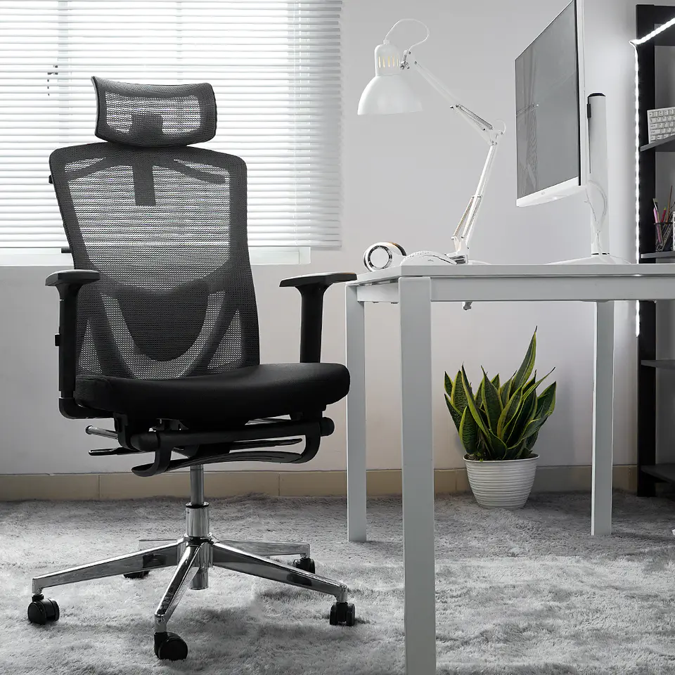 OCA259s Grey Silla ergonómica Oficina de Malla con Reposapiés 28